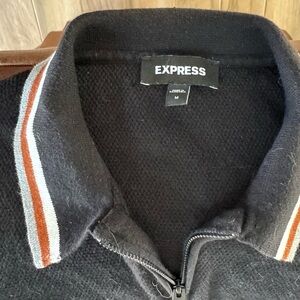 Express Men's Black Knit with Striped Collar